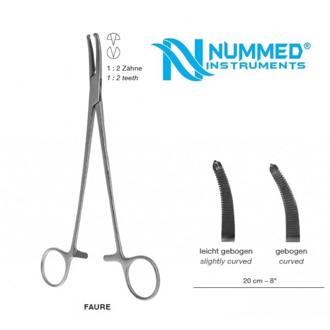 Faure Forceps, 1x2 Teeth, 20 cm Faure Forceps, 1x2 Teeth, 20 cm